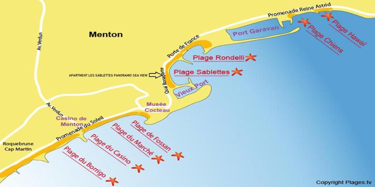 Apartment Les Sablettes Panoramic Sea View Menton Exterior foto